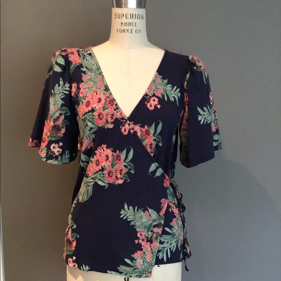 Lucky Brand Tops - Lucky Brand Floral Wrap Top NWOT